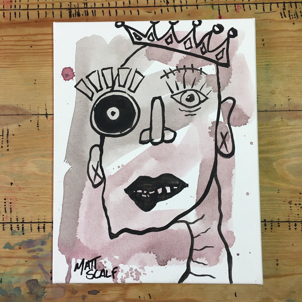 Matt Scalf 11x14 CANVAS Face Abstract Portrait Graffiti Street Art Modern Signed-image