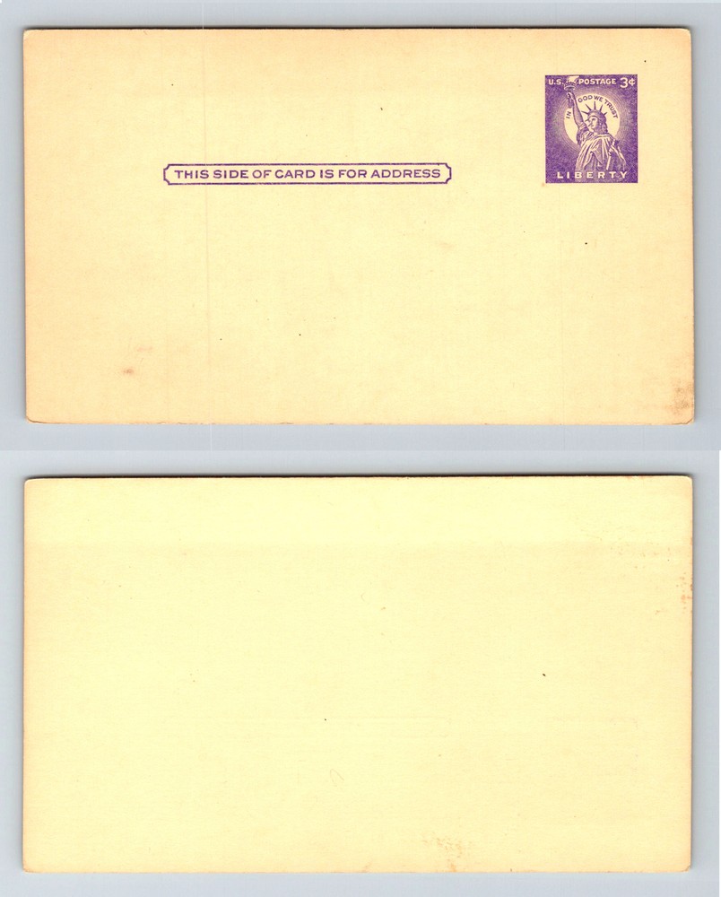 Three Cent Statue of Liberty Postal Card Unposted