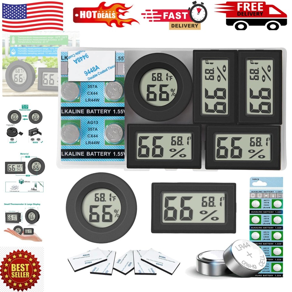 Accurate Mini Digital Thermometers with Dual Display - Ideal for Homes & Gardens-image