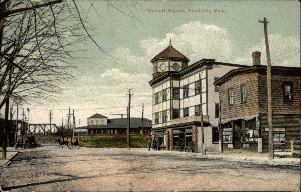 Wolcott Square Readville Massachusetts vintage postcard t361