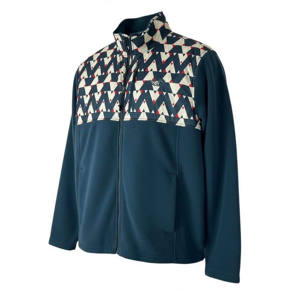 The North Face Mens Fleece Jacket L Large 300 Tundra Teal Geo Print Full Zip