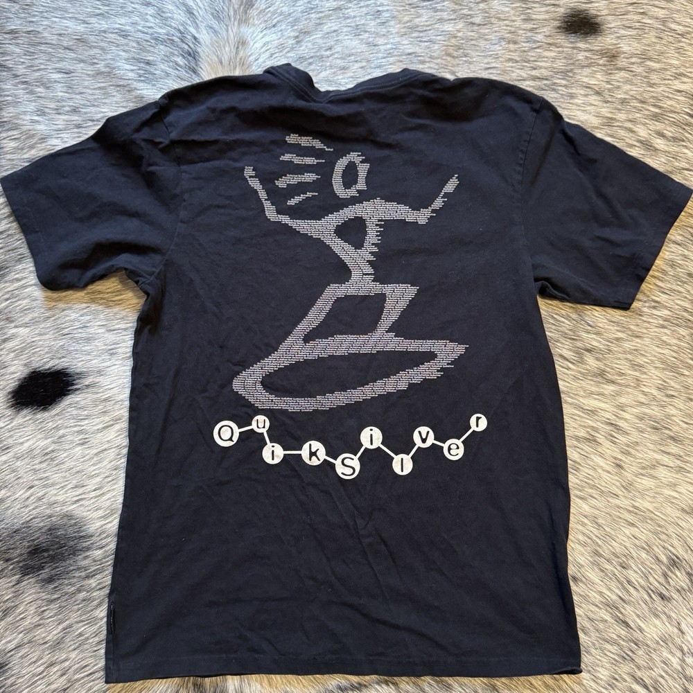 Y2K Quiksilver Black Logo Graphic T-Shirt Mens Size M Surf Skate Streetwear Tee