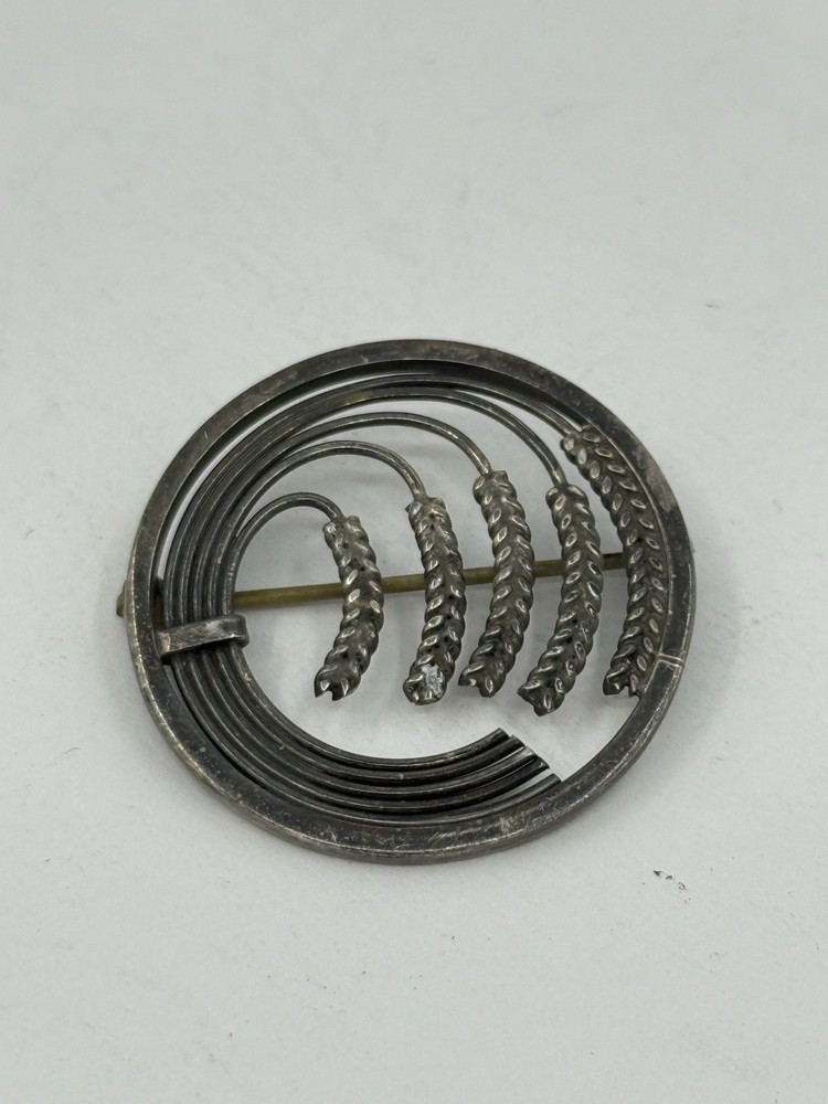 Georg Jensen Inc Sterling Silver Sheaf Of Wheat Pin Brooch 1.25” Sterling Silver