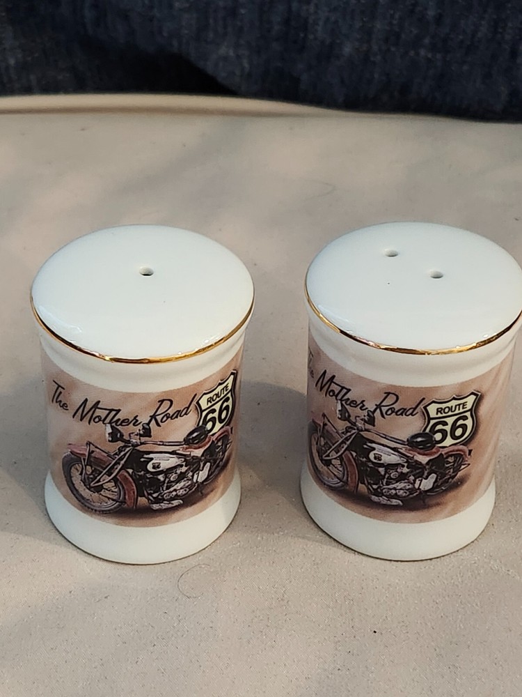 Route 66 Motorcycl Salt And Pepper Shakers