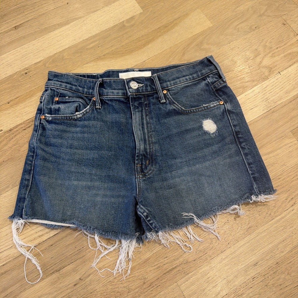 MOTHER The Dutchie Short Fray Denim Shorts Women's Size 26 Blue
