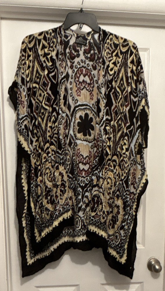 Angie Women's One Size Paisley Multicolor Open Front Kimono Regular