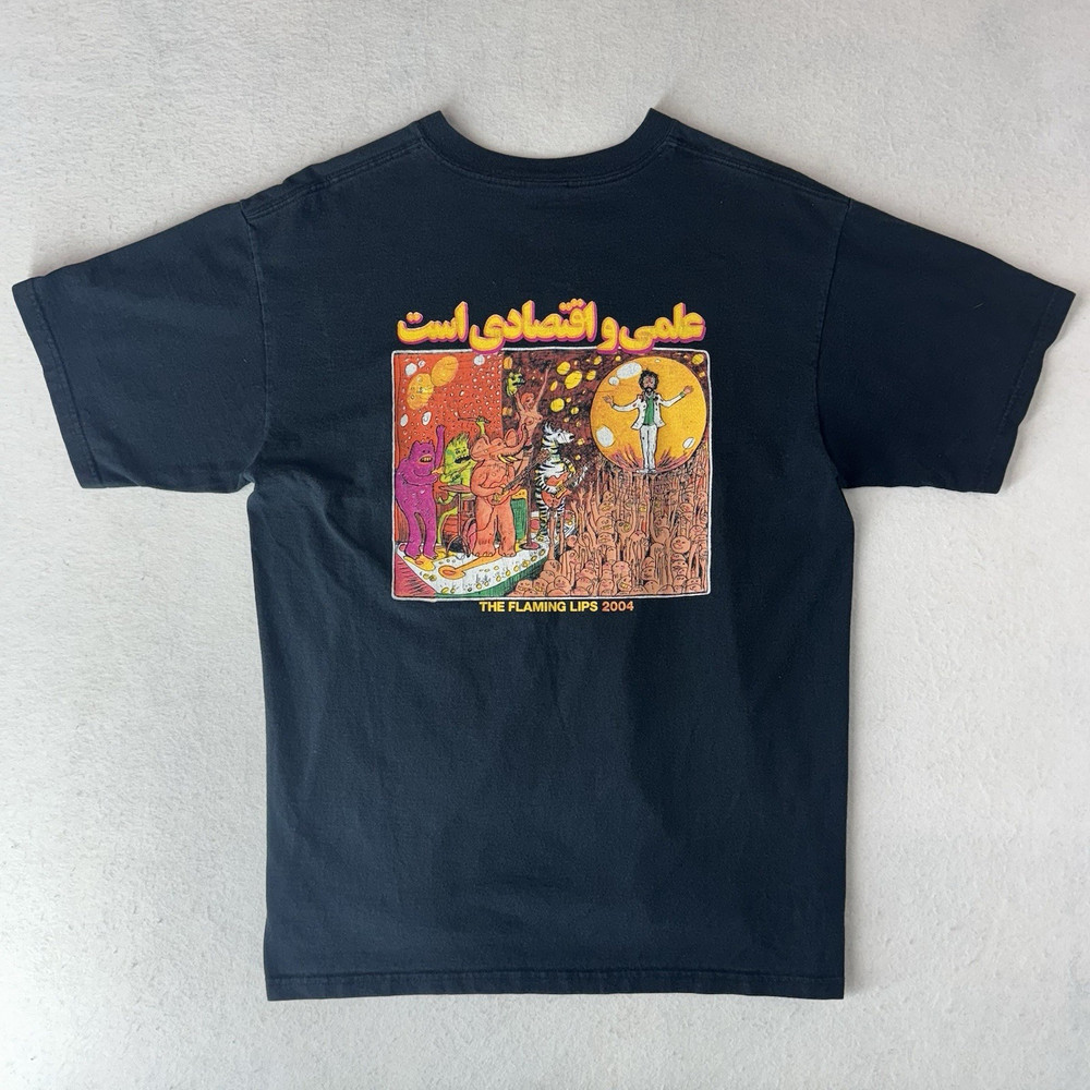 Vintage 2004 The Flaming Lips Black Double Sided Band Tee Anvil Large