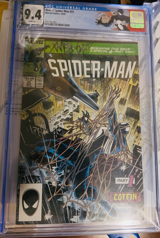Marvel Web of Spider-Man #31 CGC 9.4 Key Issue Spider-Man 1987 Coffin