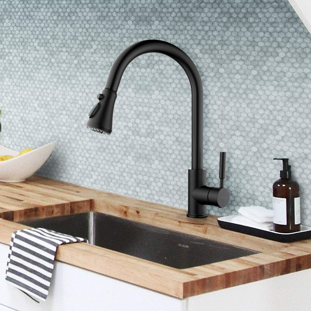 High Arc Commercial Kitchen Sink Faucet with Pull Down Sprayer for 1 & 3 Hole Installations