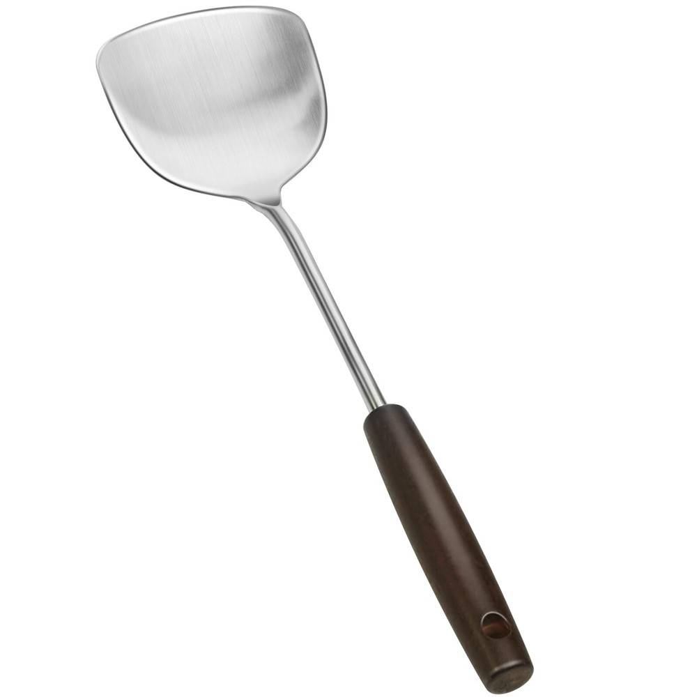 Wok Spatulas 14.7 Inch, Stainless Steel Spatulas with Wooden Handle, Metal Sp...