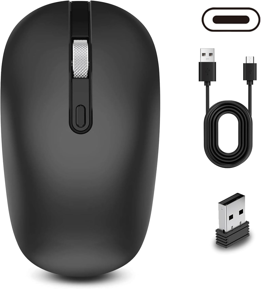 Bluetooth Wireless Mouse for 2 Devices, Rechargeable Silent Ergonomic Design