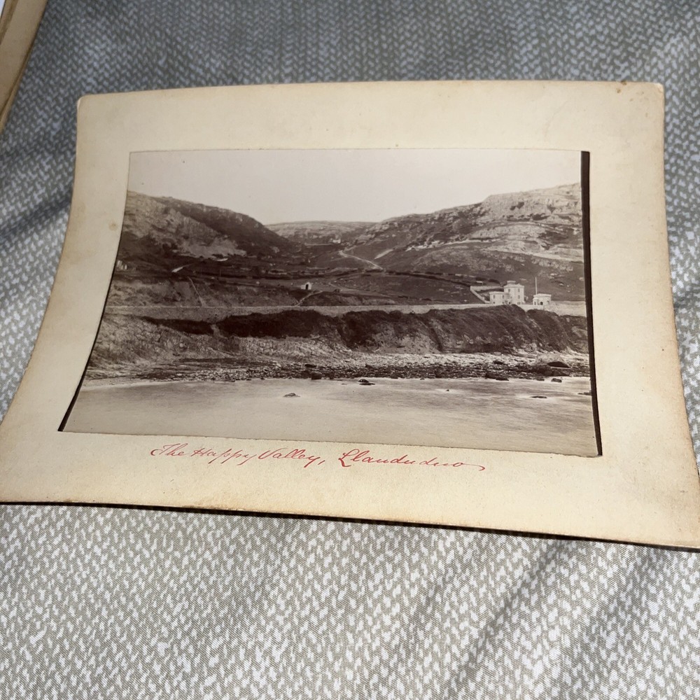 Antique Mounted Photograph: The Happy Valley Llandudno North Wales Stone Wall