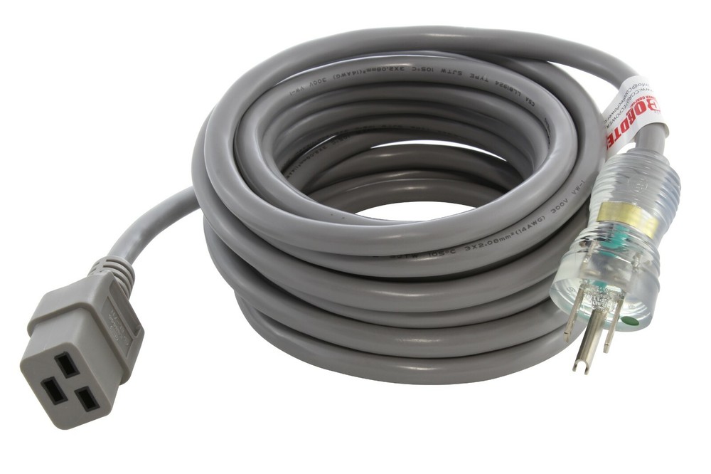 20ft 15A 14/3 Medical Power Cord with IEC C19 Connector by AC WORKS-image