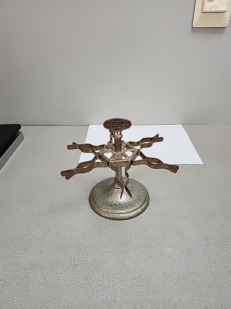 Achilles 6 Rubber Stamp Metal Holder Rack Carousel Stand Desk Steampunk Vintage-image
