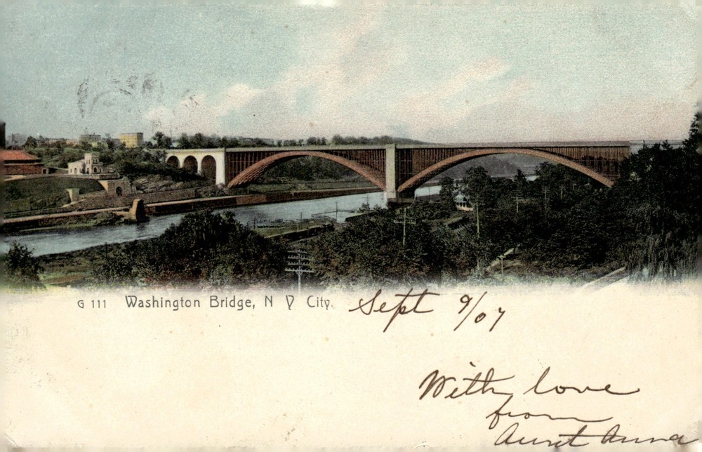 1907 Washington Bridge NYC New York City NY Rotograph Co Litho Antique Postcard