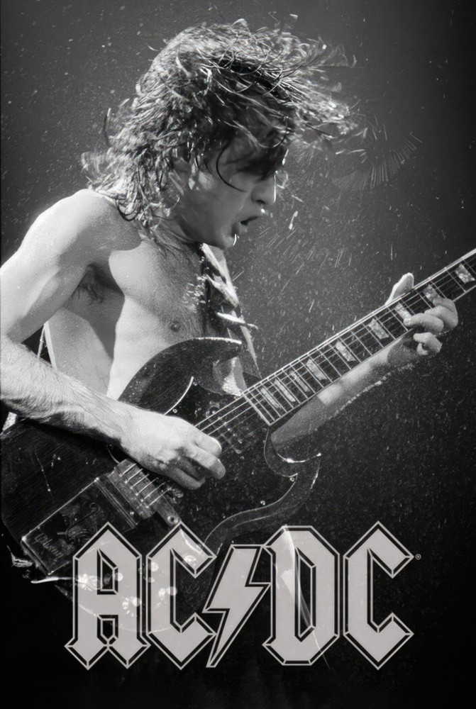 AC/DC - Music Poster (Angus Young - Live On Stage - B&W) (Size: 24