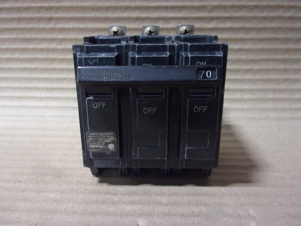 General Electric GE THQB THQB32070 3 Pole 70 Amp 240V Circuit Breaker Paper FLAW