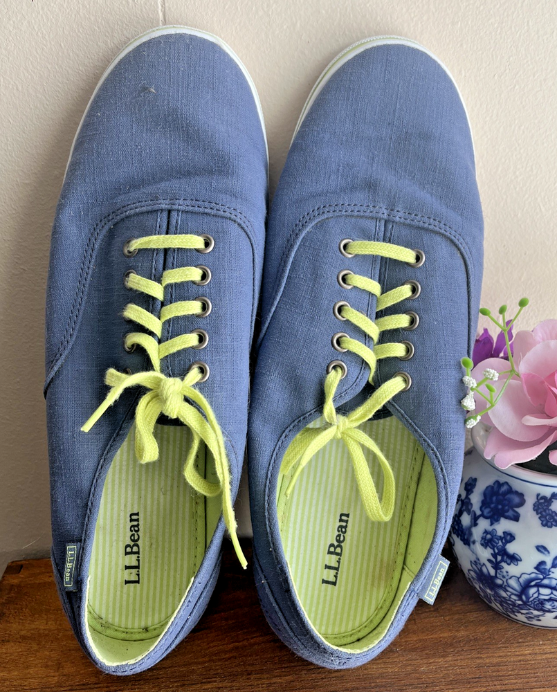 BLUE DECK Shoes by LL Bean Canvas Sneakers Women’s Size 11W Deck Boat Rubber