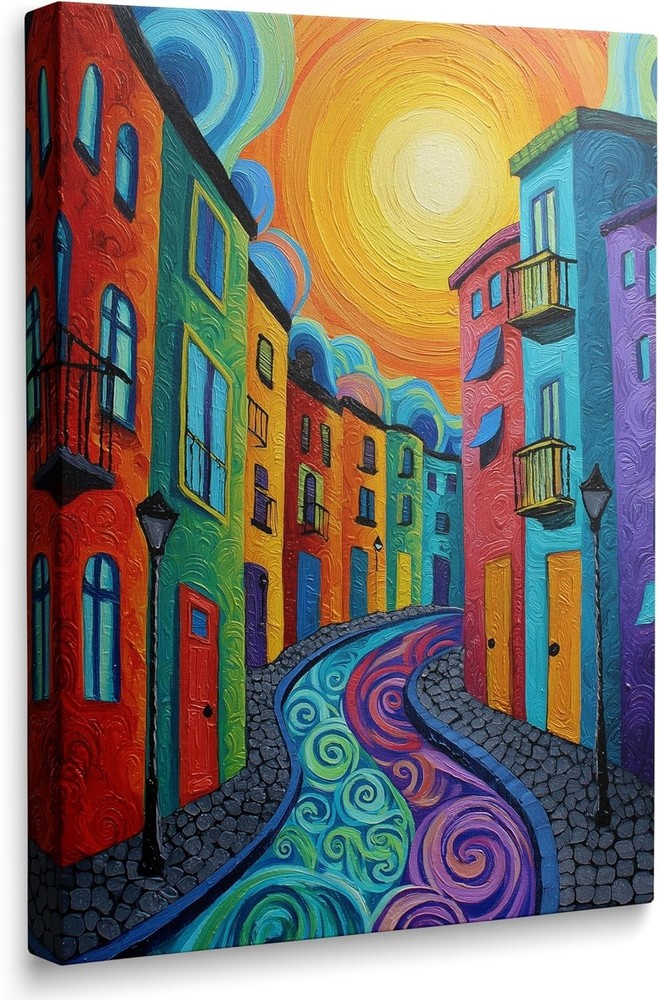 Modern Colorful Urban Canvas Wall Art Abstract Graffiti Street Decor