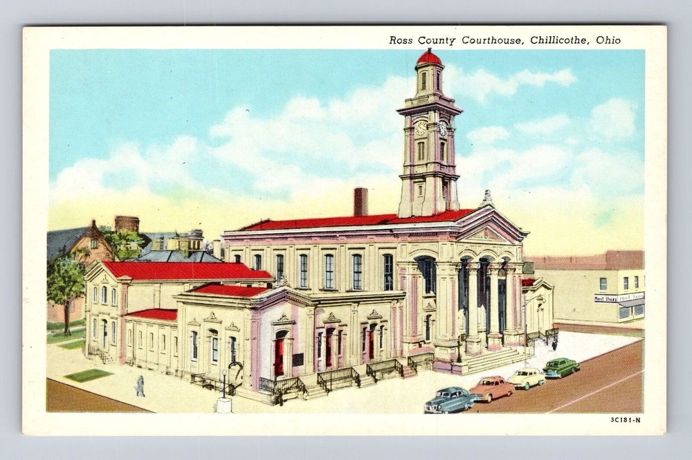 Chillicothe OH-Ohio, Ross County Courthouse, Clock Tower, Vintage Postcard