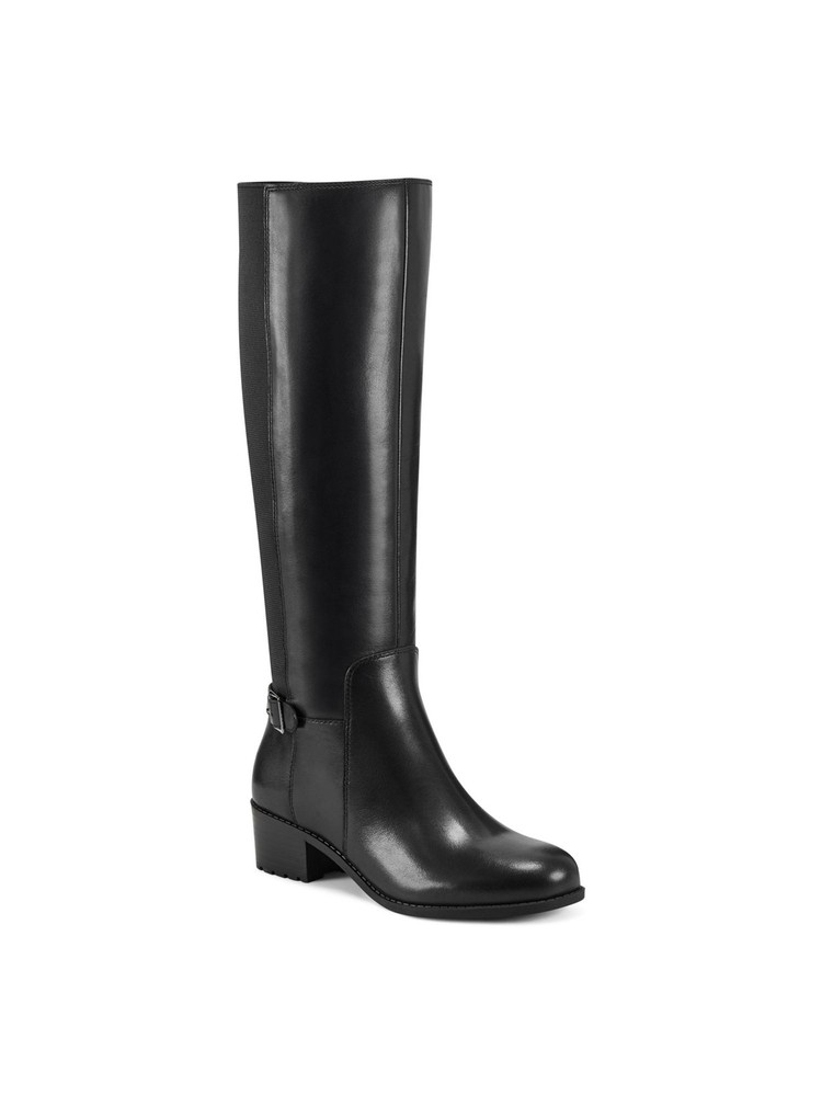 EASY SPIRIT Womens Black Chaza Round Toe Block Heel Leather Riding Boot 6 M WC