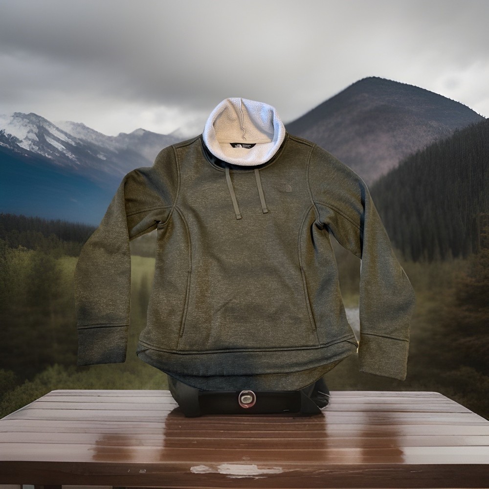 North Face Mattea Fleece Lined Cowl Neck Pullover Women's  Heather Green M #585