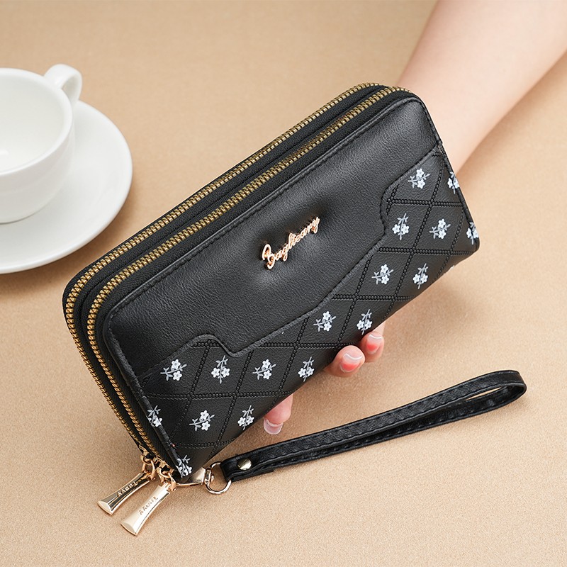 Women's Double Zipper Long Handbag Leather Wallet Phone Holder Clutch Purse US