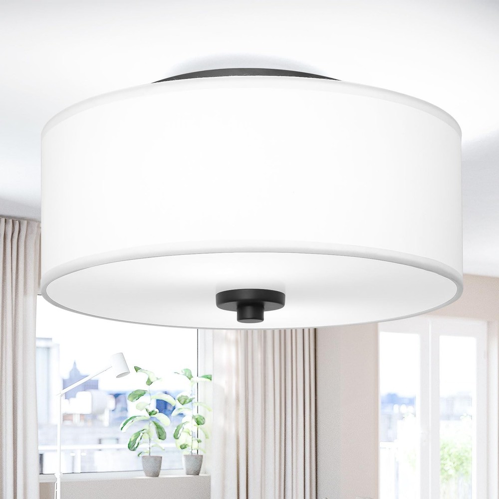 2-Light Flush Mount Ceiling Light Fixture, 12” Modern Close to Ceiling Lig