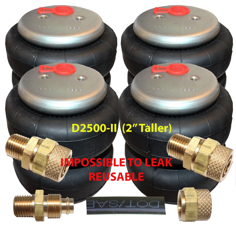 Air Ride Suspension 4 DeNominator-II 2500lb Air Bags 1/2