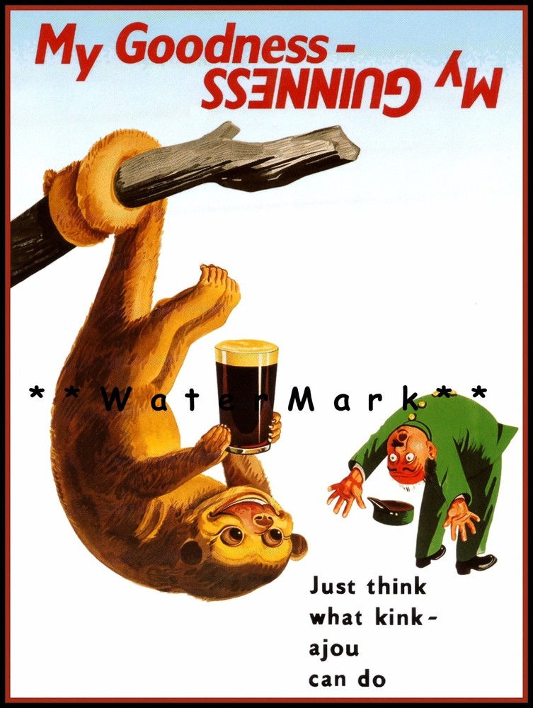 Guinness Kinkajou Vintage Poster Print Retro Bar Kitchen Beer Decor Wall Art