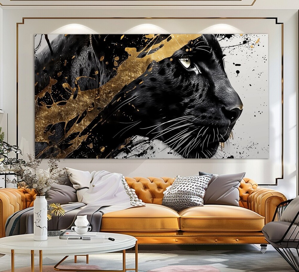 Black Panther Abstract Luxury Interior Unframed Canvas Print Australian Wall Art