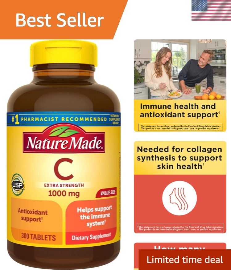 Extra Strength Vitamin C 1000 mg, 300 Tablets - Immune Support & Antioxidant