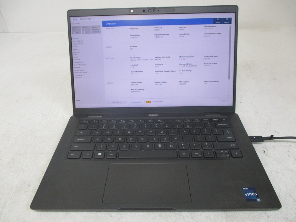 Dell Latitude 7430 Core i7-1265U 32GB RAM No HD No Charger No Battery BIOS Lock