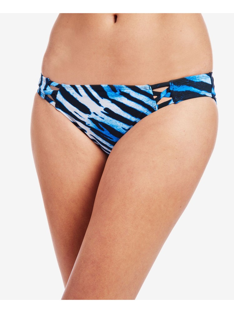 Rachel Roy Womens Blue Stretch Lined Strappy Swimsuit Bottom
