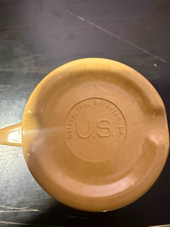 Vntg Halsey US Army Coffee Mug Brown
