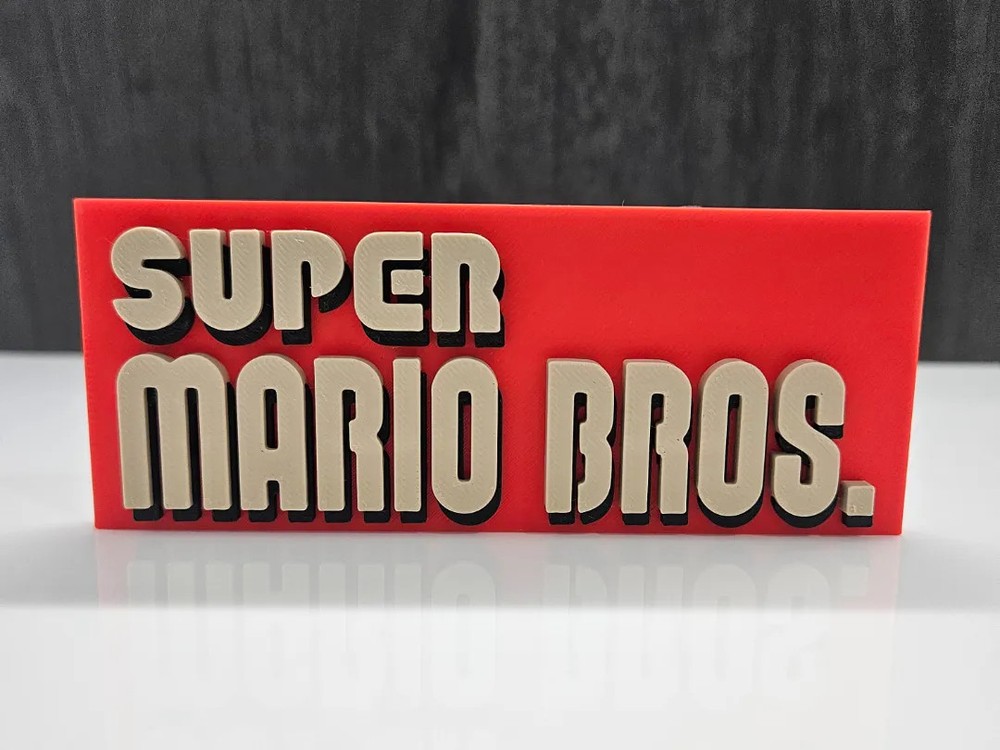 Super Mario Bros Nintendo 3D Logo Sign Red Video Game Shelf Decor Desk Display