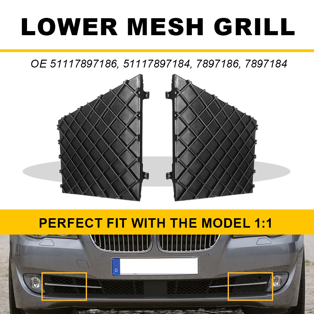 2pc BMW E60 E61 M Sport Front Bumper Lower Mesh Grill Trim Covers Left Right
