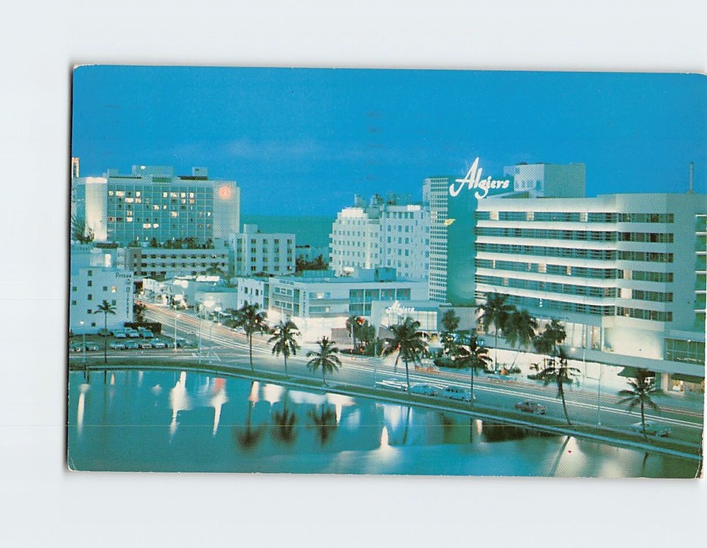 Postcard Night view of Miami Beach Florida USA