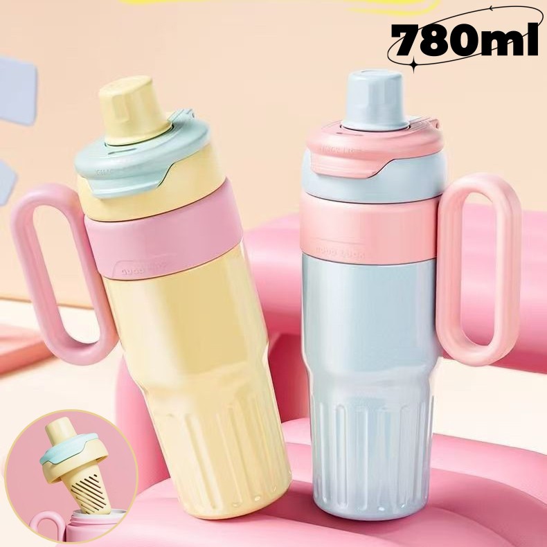 780ml Gradient Double Wall Stainless Steel Coffee Cup with Lid Thermal Insulated