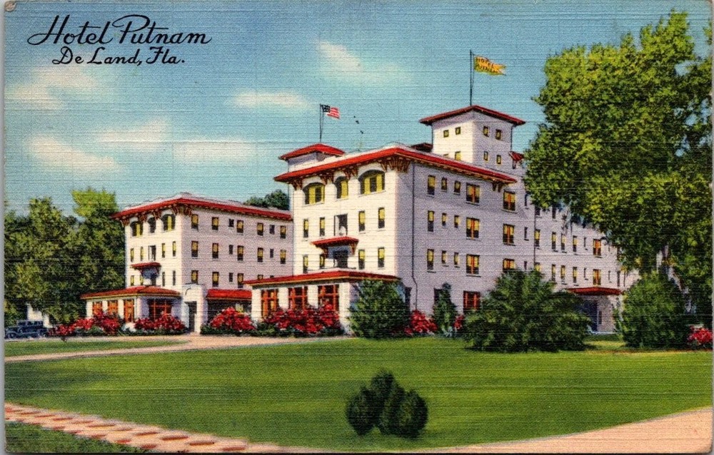 Hotel Putnam De Land, Florida Linen Postcard 1951 Posted Vintage FL