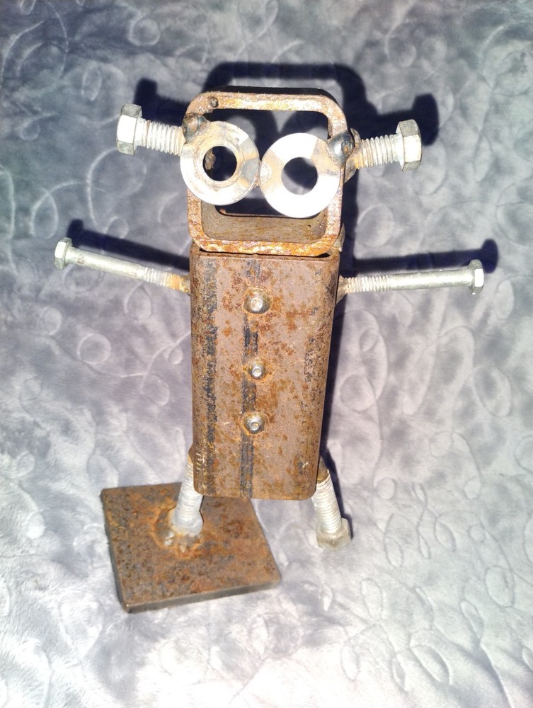 Folk Art Piece Vintage Abstract Robot Sculpture - Made With Misc Salvaged Hardwa-image
