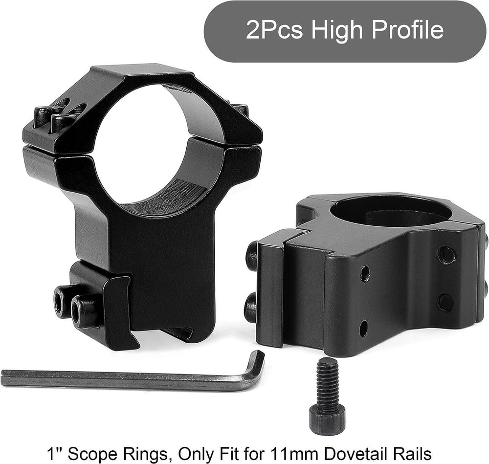 1 Inch Scope Rings 3/8 Dovetail High Profile .22 caliber Riflescope rings 1 pair