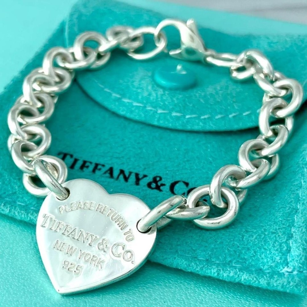 Tiffany Heart Tag Bracelet in Silver Lx2FE Pre-Owned Jewelry