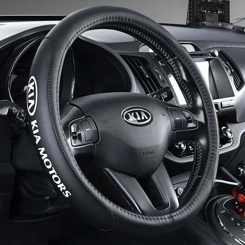 38cm/15inch Steering Wheel Cover For Kia New Faux Leather New Black