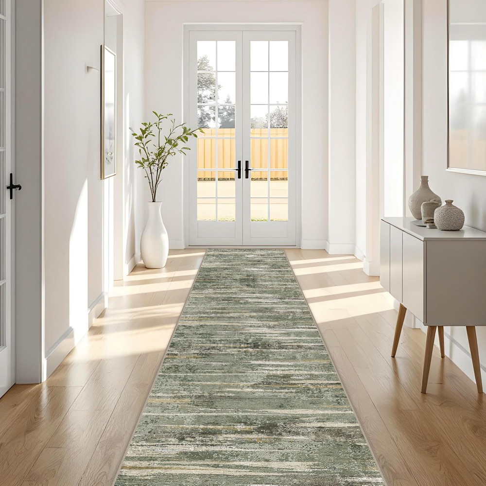 Washable 3x20 Hallway Runner Rug Extra Long Modern Abstract Kitchen Rug with Non Slip Backing