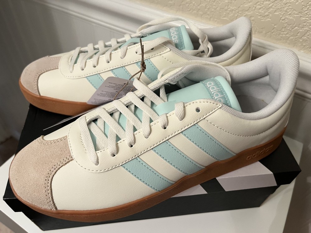 Adidas VL Court Base Sz 8 Women’s Sneaker Running Shoe White Trainers