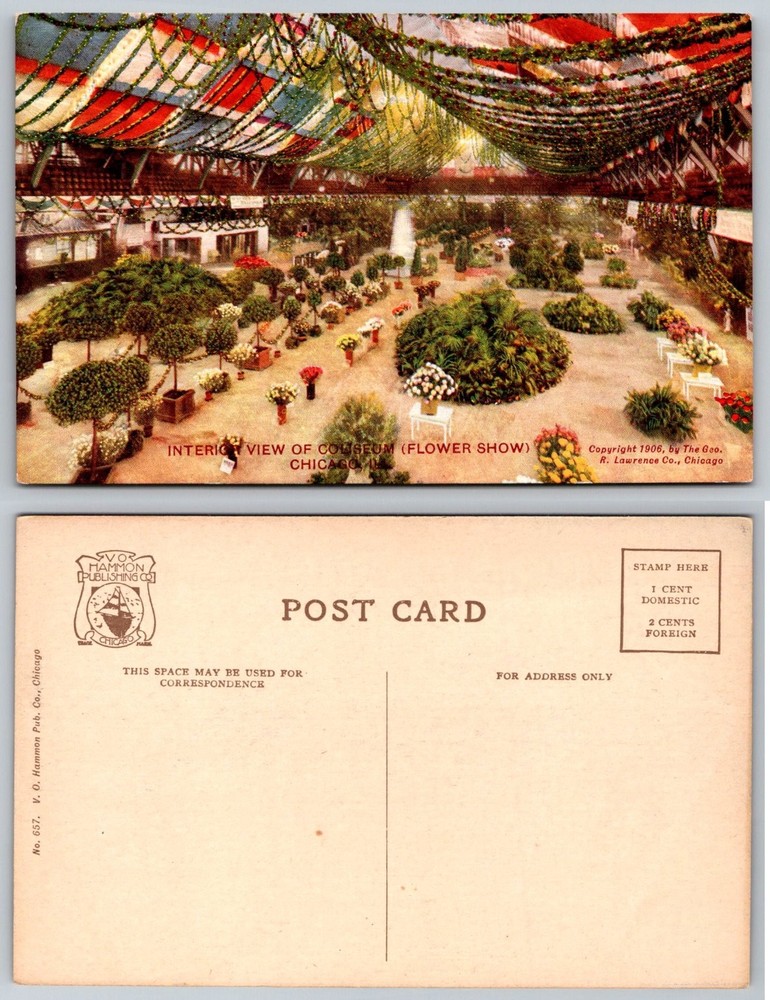 Chicago Coliseum Flower Show 1906 Vintage Postcard V.O. Hammon Pub. Co.