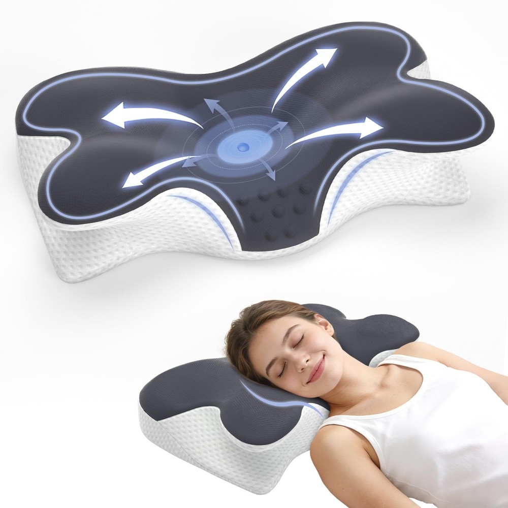Jpoht Cervical Neck Pillow for Neck Pain Relief, Ergonomic Neck Pillow for