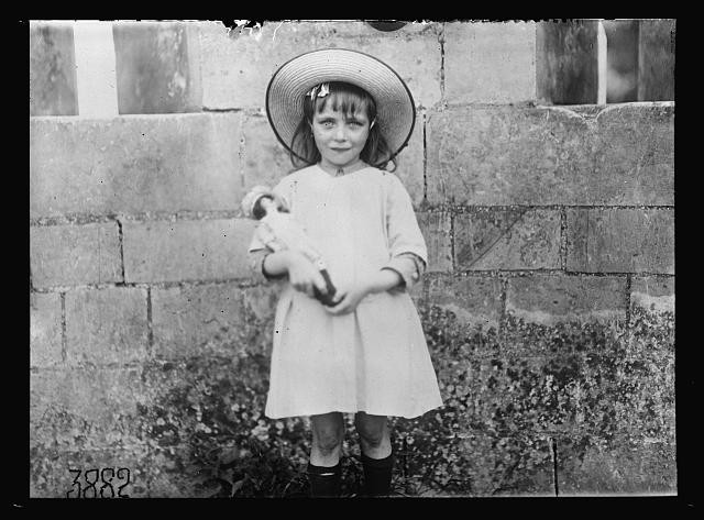 Photo:Marie Grouyer 1918 French Girl with Doll American Red Cross WWI