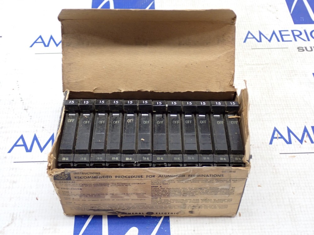 GE TQP-215 15 Amp 2 Pole 120/240V plug in Circuit Breaker New Lot of 6